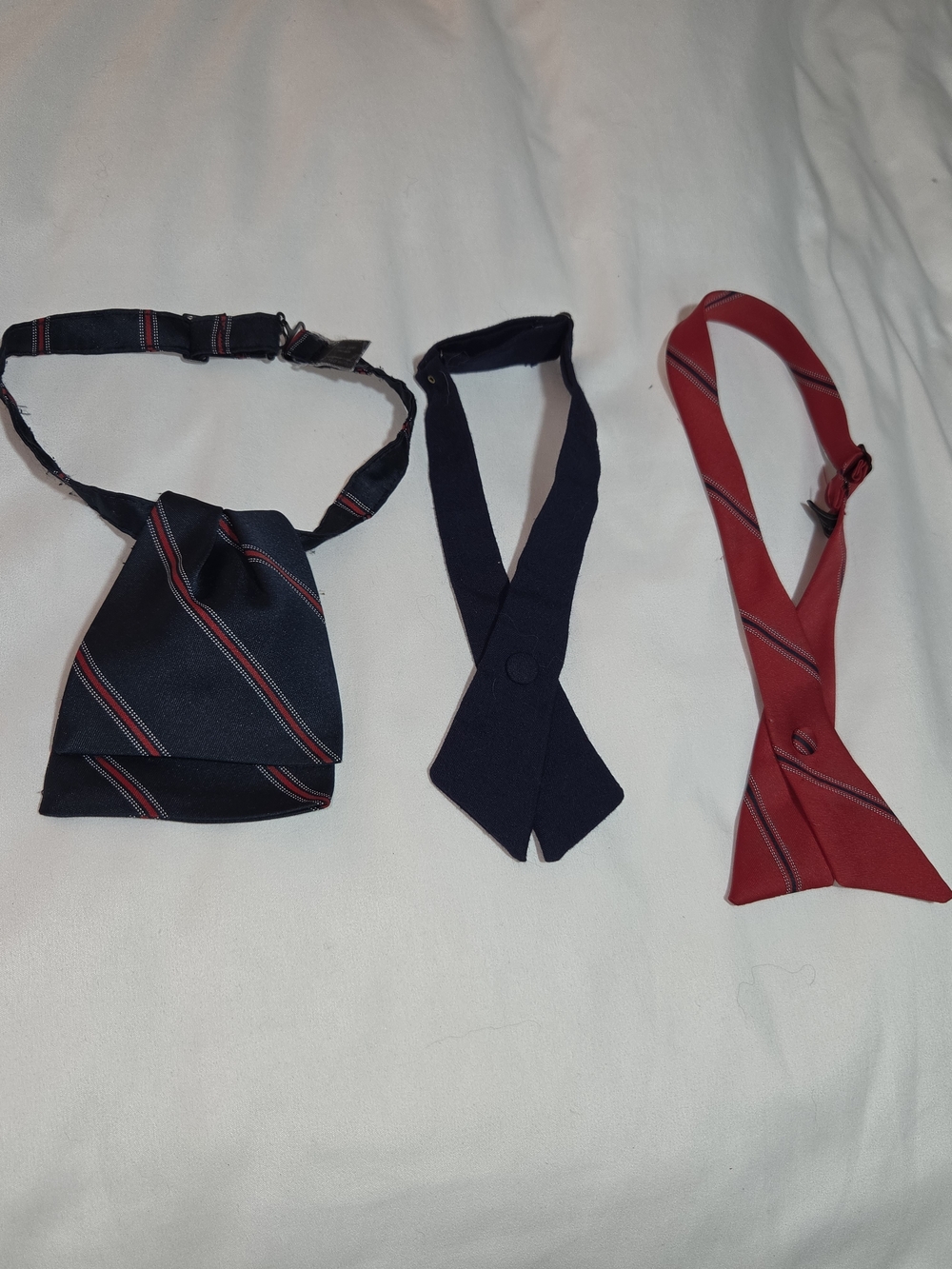 Set of Three Neck Ties Scarves in Navy and Red